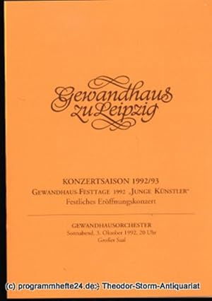 Programmheft Gewandhaus-Festtage 1992 JUNGE KÜNSTLER. Festliches Eröffnungskonzert. Blätter des G...