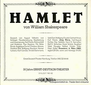 Programmheft Hamlet. Tragödie von William Shakespeare. Premiere 4. März 1982. Spielzeit 1981 / 82...