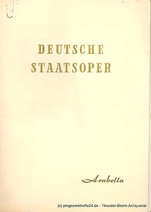 Bild des Verkufers fr Programmheft Arabella. Lyrische Komdie von Hugo von Hofmannsthal. 27. November 1953 zum Verkauf von Programmhefte24 Schauspiel und Musiktheater der letzten 150 Jahre