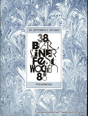 Programmheft 38. Berliner Festwochen 1988 30. September / 2. Oktober Philharmonie