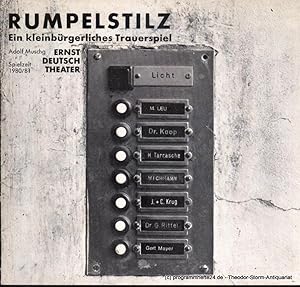 Bild des Verkufers fr Programmheft Rumpelstilz. Ein kleinbrgerliches Trauerspiel von Adolf Muschg. Premiere 8. Januar 1981. Spielzeit 1980 / 81 zum Verkauf von Programmhefte24 Schauspiel und Musiktheater der letzten 150 Jahre