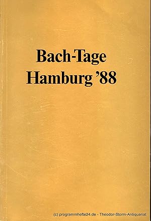 Seller image for Programmheft Programmbuch Bach-Tage Hamburg '88 for sale by Programmhefte24 Schauspiel und Musiktheater der letzten 150 Jahre