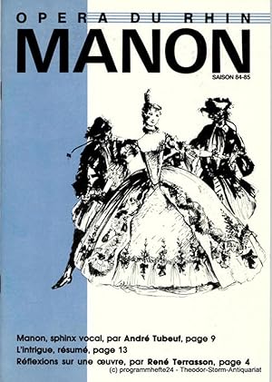Seller image for Programmheft MANON. Saison 84-85 for sale by Programmhefte24 Schauspiel und Musiktheater der letzten 150 Jahre