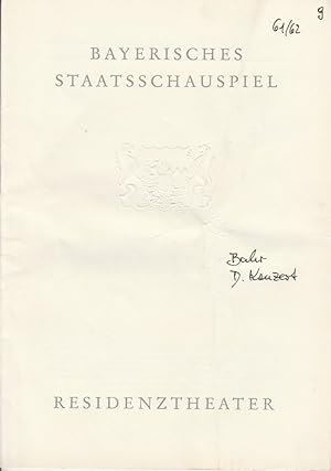 Bild des Verkufers fr Programmheft Das Konzert von Hermann Bahr. Premiere 15. Juni 1962. Spielzeit 1961 / 62 Heft 9 zum Verkauf von Programmhefte24 Schauspiel und Musiktheater der letzten 150 Jahre