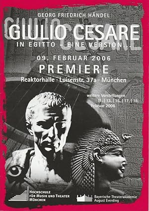 Imagen del vendedor de Programmheft GIULIO CESARE IN EGITTO - eine Version. Premiere 09. Februar 2006 Reaktorhalle a la venta por Programmhefte24 Schauspiel und Musiktheater der letzten 150 Jahre