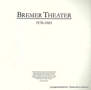Bild des Verkufers fr Bremer Theater 1978 - 1985 zum Verkauf von Programmhefte24 Schauspiel und Musiktheater der letzten 150 Jahre