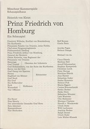 Seller image for Programmheft Prinz Friedrich von Homburg von Heinrich von Kleist. Premiere 1. Oktober 1995 Spielzeit 1995 / 96 Heft 1 for sale by Programmhefte24 Schauspiel und Musiktheater der letzten 150 Jahre