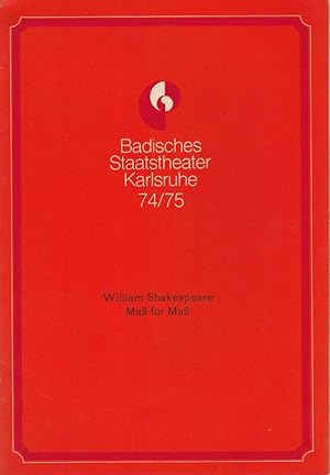 Seller image for Programmheft Neuinszenierung Ma fr Ma. Komdie von William Shakespeare. Premiere 15. Februar 1975 Spielzeit 1974 / 75 for sale by Programmhefte24 Schauspiel und Musiktheater der letzten 150 Jahre