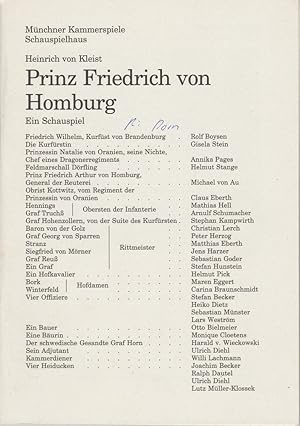 Imagen del vendedor de Programmheft Prinz Friedrich von Homburg. Premiere 1. Oktober 1995 Spielzeit 1995 / 96 Heft 1 a la venta por Programmhefte24 Schauspiel und Musiktheater der letzten 150 Jahre