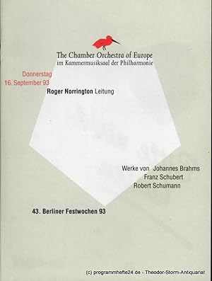 Programmheft 43. Berliner Festwochen 1993. 16. September 1993 im Kammermusiksaal