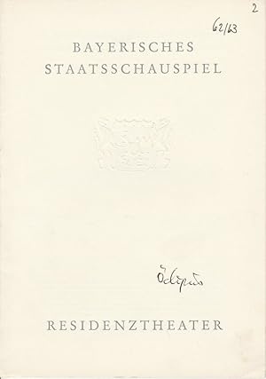 Bild des Verkufers fr Programmheft Neuinszenierung DIPUS von Sophokles Premiere 20. Oktober 1962 Spielzeit 1962 / 63 Heft 2 zum Verkauf von Programmhefte24 Schauspiel und Musiktheater der letzten 150 Jahre