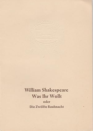 Bild des Verkufers fr Programmheft William Shakespeare: WAS IHR WOLLT Jubilums-Spielzeit 1981 / 82 Heft 22 zum Verkauf von Programmhefte24 Schauspiel und Musiktheater der letzten 150 Jahre