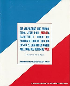 Imagen del vendedor de Programmheft Marat / Sade von Peter Weiss. Premiere 28. April 1989, Groes Haus Spielzeit 1988 / 89 Heft 27 a la venta por Programmhefte24 Schauspiel und Musiktheater der letzten 150 Jahre