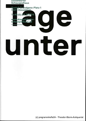 Bild des Verkufers fr Programmheft Tage unter von Arne Lygre. Premiere am 14. Januar 2012, Groes Haus zum Verkauf von Programmhefte24 Schauspiel und Musiktheater der letzten 150 Jahre