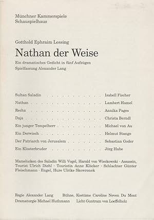 Seller image for Programmheft Nathan der Weise von Gotthold Ephraim Lessing. Premiere 18. Dezember 1994. Spielzeit 1994 / 95 Heft 2 for sale by Programmhefte24 Schauspiel und Musiktheater der letzten 150 Jahre