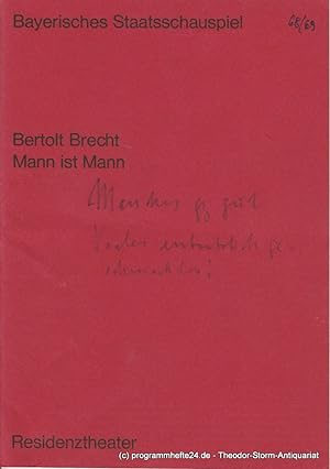 Bild des Verkufers fr Programmheft MANN IST MANN. Lustspiel von Bertolt Brecht. Premiere 12. Mrz 1969 zum Verkauf von Programmhefte24 Schauspiel und Musiktheater der letzten 150 Jahre