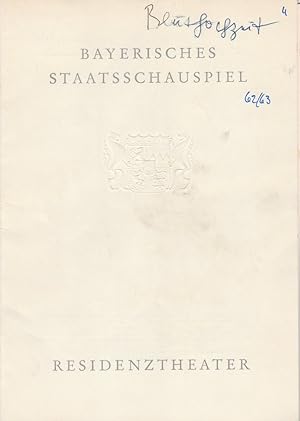 Bild des Verkufers fr Programmheft Erstauffhrung BLUTHOCHZEIT von Federico Garcia Lorca. Premiere 20. Dezember 1962 Spielzeit 1962 / 63 Heft 4 zum Verkauf von Programmhefte24 Schauspiel und Musiktheater der letzten 150 Jahre