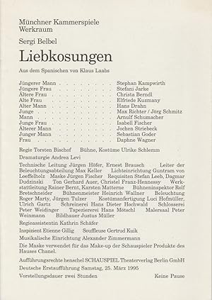 Seller image for Programmheft LIEBKOSUNGEN von Sergi Belbel. Spielzeit 1994 / 95 Werkraum Heft 5 for sale by Programmhefte24 Schauspiel und Musiktheater der letzten 150 Jahre