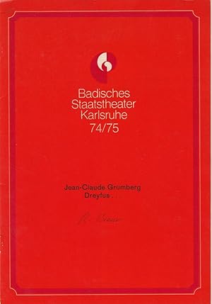 Seller image for Programmheft Jean-Claude Grumberg: DREYFUS Premiere 17. Mai 1975 Spielzeit 1974 / 75 Heft 15 for sale by Programmhefte24 Schauspiel und Musiktheater der letzten 150 Jahre