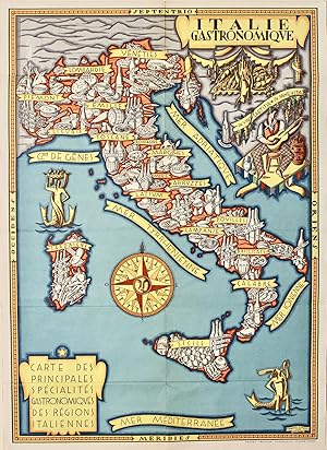 Imagen del vendedor de Gastronomique. Carte des Principales Spcialits Gastronomiques des Rgions Italiennes a la venta por libreria antiquaria perini Sas di Perini