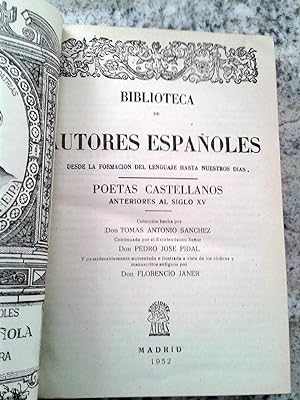 POETAS CASTELLANOS ANTERIORES AL SIGLO XV. Biblioteca de Autores Españoles