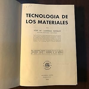 Seller image for Tecnologa de los materiales for sale by Kavka Libros