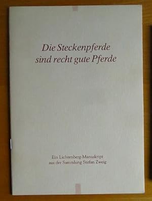 Imagen del vendedor de Die Steckenpferde sind recht gute Pferde : ein Lichtenberg-Manuskript aus der Sammlung Stefan Zweig ; [zur Tagung der Lichtenberg-Gesellschaft Ober-Ramstadt, 1. Juli 1994]. [hrsg. von Otto Weber. Im Auftr. des Vereins fr Heimatgeschichte] a la venta por Antiquariat Blschke