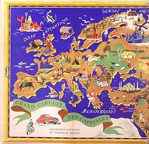 GRAND CIRCUIT DES CAPITALES COLLECTION - CONCOURS DU CHOCOLAT MENIER. Promotional map of Europe...
