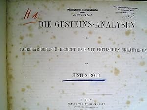 Seller image for Die Gesteins-Analysen. for sale by Antiquariat Bookfarm