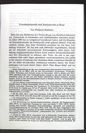 Bild des Verkufers fr Gewohnheitsrecht und Juristenrecht in Rom; Sonderdruck aus: De iustitia et iure; zum Verkauf von books4less (Versandantiquariat Petra Gros GmbH & Co. KG)