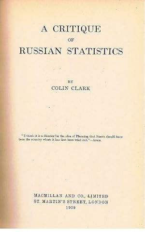 A Critique of Russian Statistics.