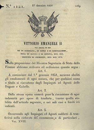 con cui si decide l'abolizione degli emolumenti di ogni natura che si riscuotono dagli impiegati ...