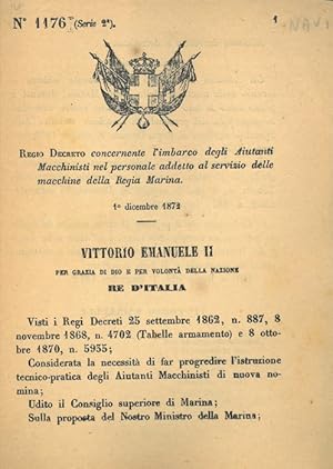 concernente l'imbarco degli Aiutanti Macchinisti nel personale addetto al servizio delle macchine...