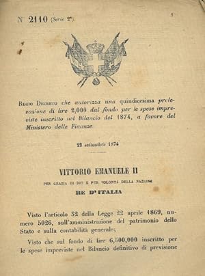 che autorizza un prelievo per la sorveglianza ed il controllo della privativa dei tabacchi.