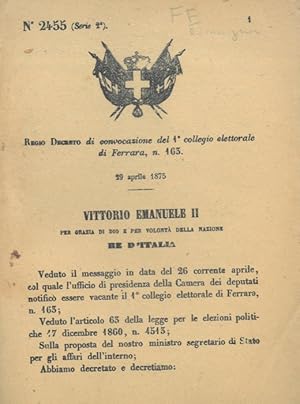 di convocazione del 1° collegio elettorale di Ferrara, n. 163.