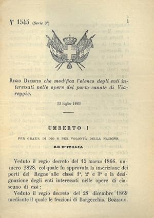 che modifica l'elenco degli enti interessati nelle opere del porto-canale di Viareggio.