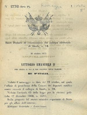 di convocazione del collegio elettorale di Imola, n. 70.