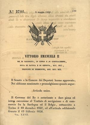 con il quale il governo reale è autorizzato a dare piena esecuzione al Trattato di Navigazione e ...