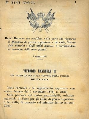 che modifica, nella parte che riguarda il Ministero di Grazia e Giustizia e dei culti, l'elenco d...