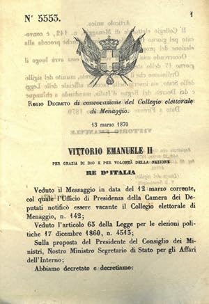 di convocazione del Collegio elettorale di Menaggio.