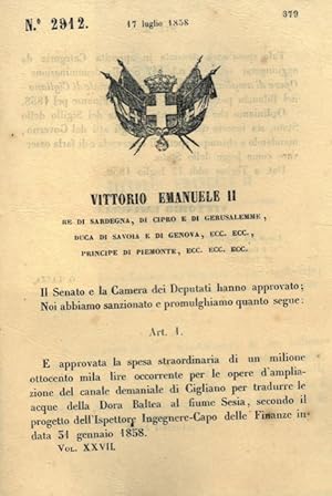 che approva la spesa per l'ampliamento del canale di Cigliano.