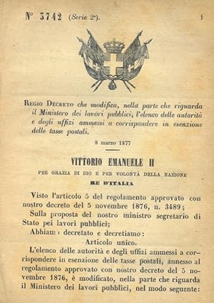 che modifica, nella parte che riguarda il Ministero dei Lavori Pubblici, l'elenco delle autorità ...