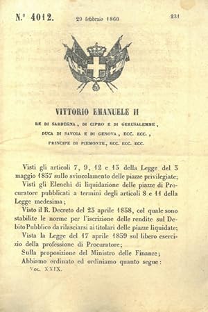 che assegna le rendite sul Debito Pubblico inscritte a termini del r. d. 23 aprile 1858.