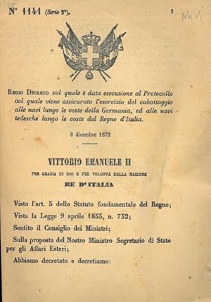 col quale è data esecuzione al protocollo col quale viene assicurato l'esecizio del cabottaggio a...