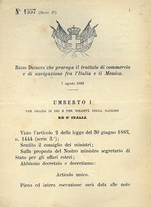 che proroga il trattato di commercio e di navigazione fra l'Italia e il Messico.