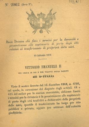 che fissa i termini per la denunzia e presentazione alle capitanerie di porto degli atti relativi...