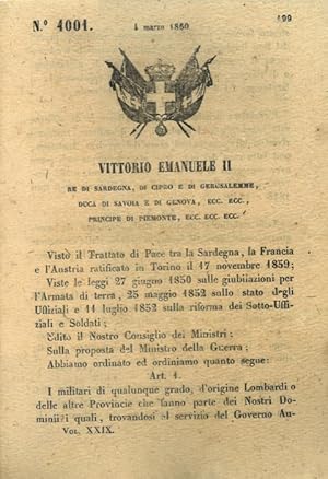 che stabilisce che i militari, trovatisi al servizio dell'Austria e per motivi politici privati d...