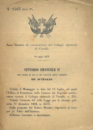 di convocazione del Collegio elettorale di Varallo.