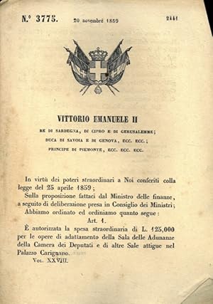 con cui si autorizzano i lavori per l'adattamento della Camera dei Deputati e di altre sale di Pa...