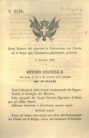 che approva la Convenzione tra l'Italia ed il Belgio per l'assistenza giudiziaria gratuita.